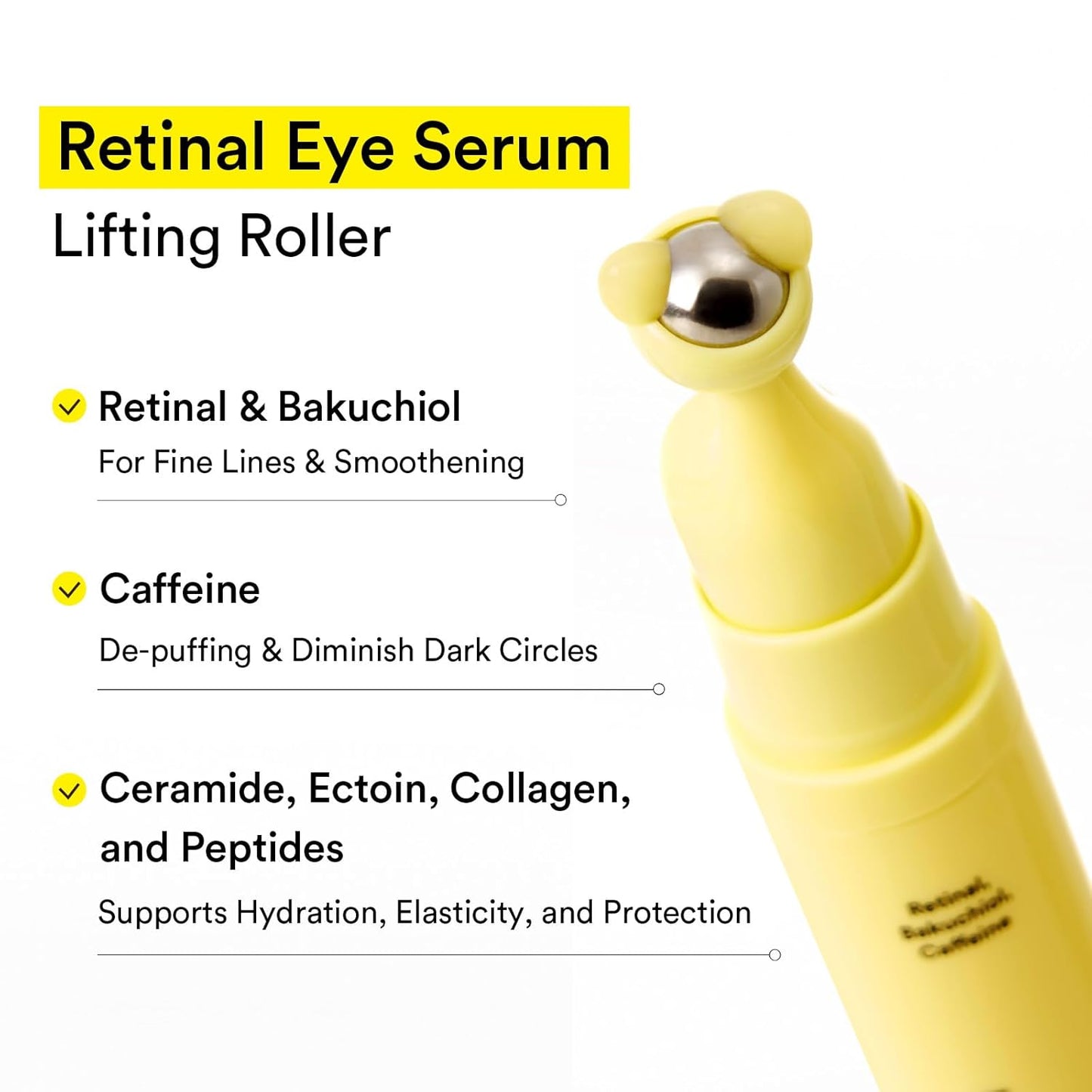 Abib Retinal Eye Serum Lifting Roller 0.5 Fl Oz,15ml | Anti-Aging Eye Applicator for Wrinkles, Puffiness, Dark Circles with Caffeine & Bakuchiol for Under Eyes | Travel Size Skincare Essential