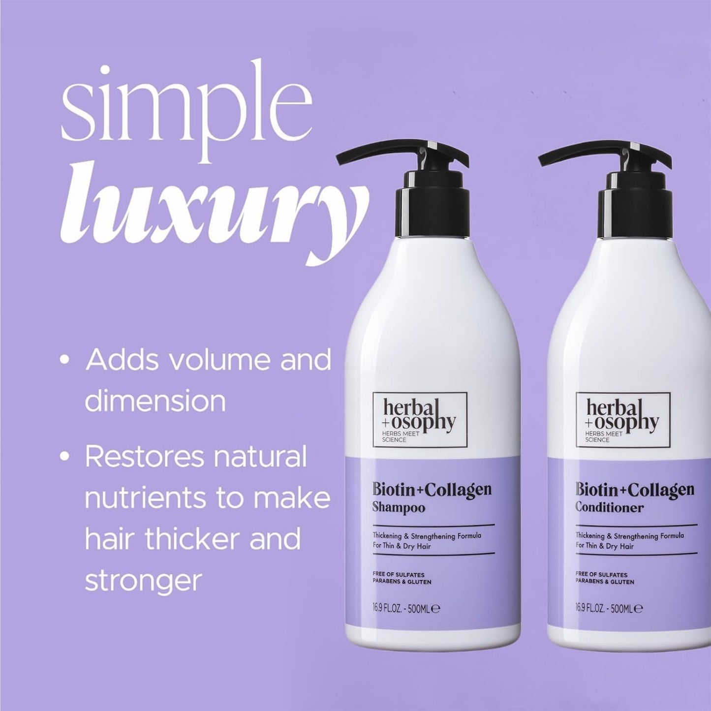 Biotin with Argan Oil & Vitamin B7 Shampoo & Conditioner Set, Gluten-free, Sulfate-free, Paraben-free