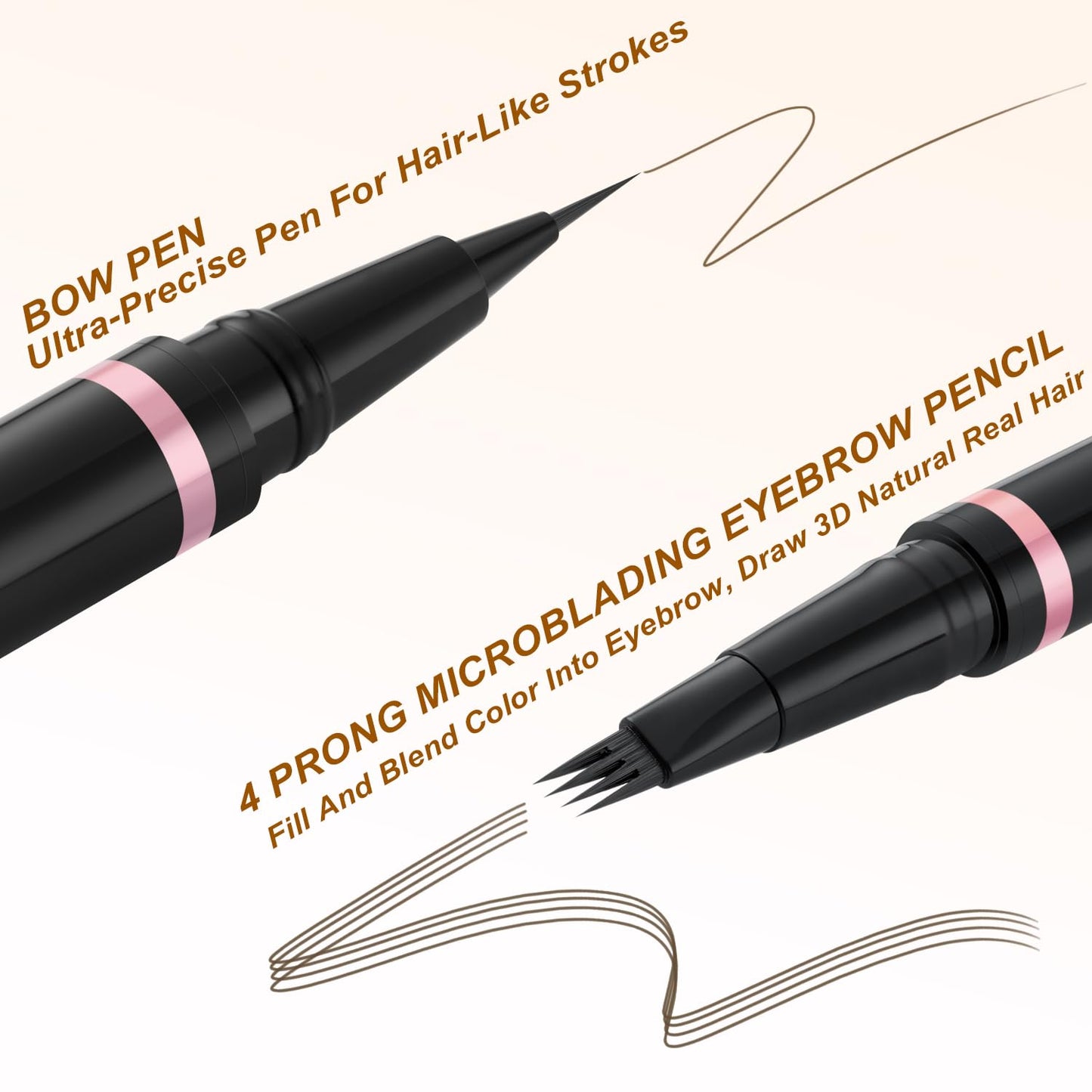 Eyebrow Pencil Makeup Kit, with Waterproof 2-IN-1 Microblading Eyebrow Pen, Eyebrow Pomade, Eyeliner and Dual-ended Eyebrow Brush, Brow Pencil Kit for Natural Eyebrows - Ash Brown
