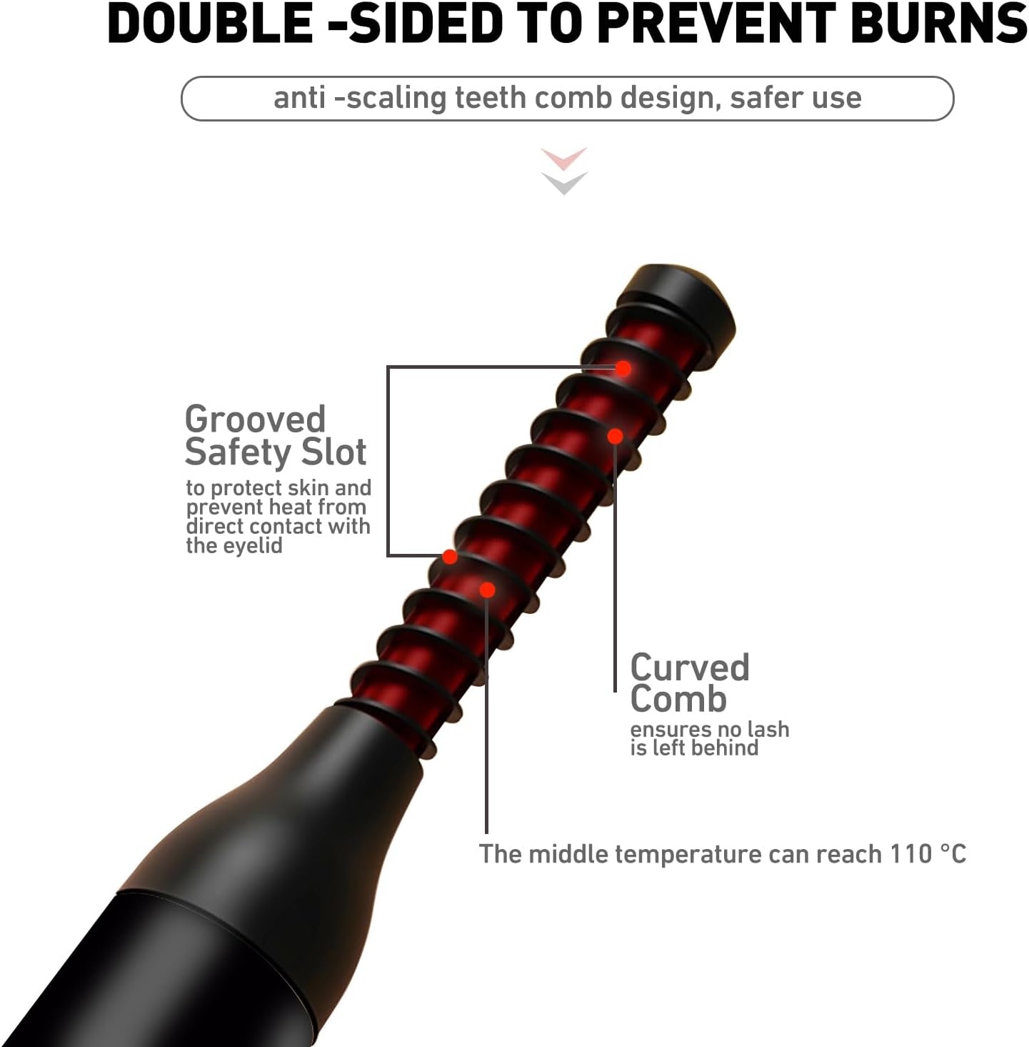 Heated Eyelash Curlers-Electric Eyelash Curler for Makeup Tools USB Rechargeable,Fast Heat up Within 10s - 24 Hours Long Lasting (Black)