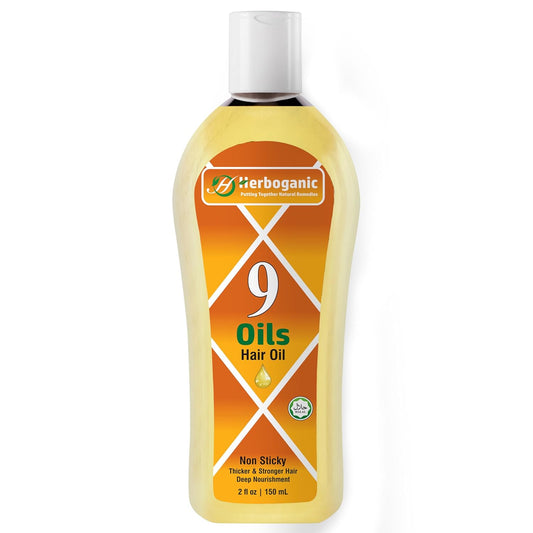 9 Oils Hair Oil - Herbal Blend of Jojoba, Almond, Olive, Argan, Amla, Coconut, Castor oil, Onion oil and Vitamin E - Hair oil for Hair Growth, thickness and damaged hairs - Non Greasy | 5 oz