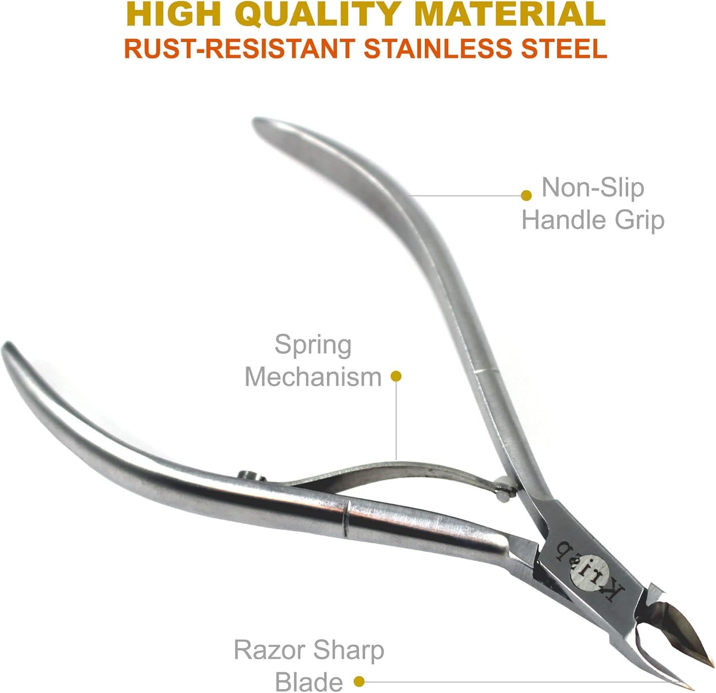 Cuticle Trimmer - Professional Nail Cuticle Nippers Cuticle Pusher Cuticle Cutter Scissors Sharp 3/4 Jaw Remover Clippers Stainless Steel Manicure Pedicure Tools Fingernails Toenails by Krisp Beauty