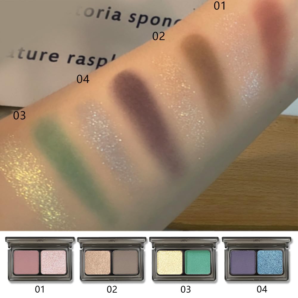 AMY'S DIARY 2 Color Shimmer Matte Eyeshadow Palette 4 pcs set – Shimmer matte Shades eye shadow for Eye Makeup, Long-Lasting & Highly Pigmented, Vegan & Cruelty-Free for woman (01+02+03+04)