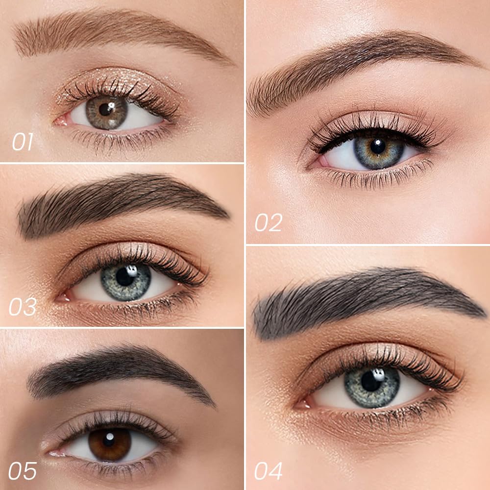 Eyebrow Ink Pencil by Brow Stylist -Micro 4 Point Brow Pen Lift & Snatch Eyebrow Pen Kits with 3 Eyebrow Stencil Long-Lasting Waterproof Natural Eyebrow Hair (B-2Pc 03# Black brown)