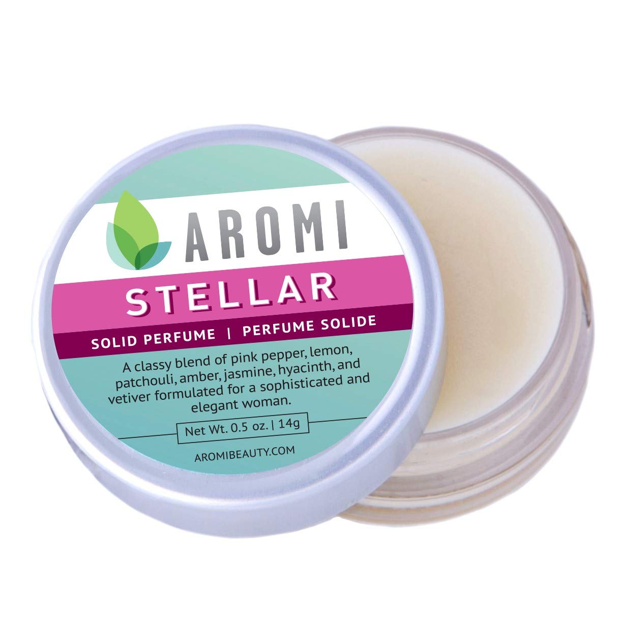 Aromi Stellar Solid Perfume | Spicy, Floral Fragrance, Pink Pepper, Jasmine, Amber, Patchouli Scent, Vegan, Cruelty-free, Gift, Travel, Handmade (Stellar)