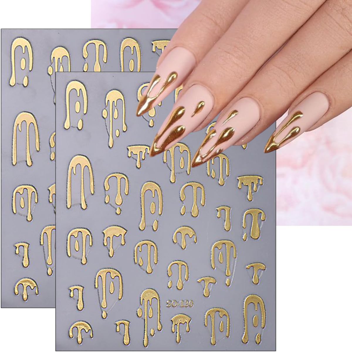 8Pcs Halloween Nail Art Sticker Colorful Bloody Nail Decals 3D Self-Adhesive DIY Fluorescent Blood Nail Stickers Horror Bronzing Black Pink Blood Drop Nail Design Nail Supplies for Halloween Manicure