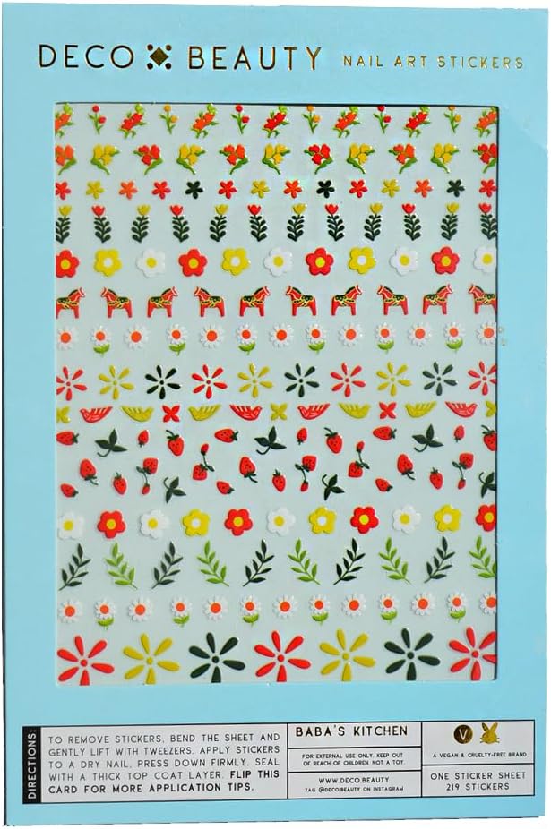 Baba's Kitchen Nail Stickers - Lightweight & Easy-to-Apply Nail Art with Cute & Trendy Design - Durable & Long-Lasting Nail Stickers for Women, Ideal for DIY Manicures