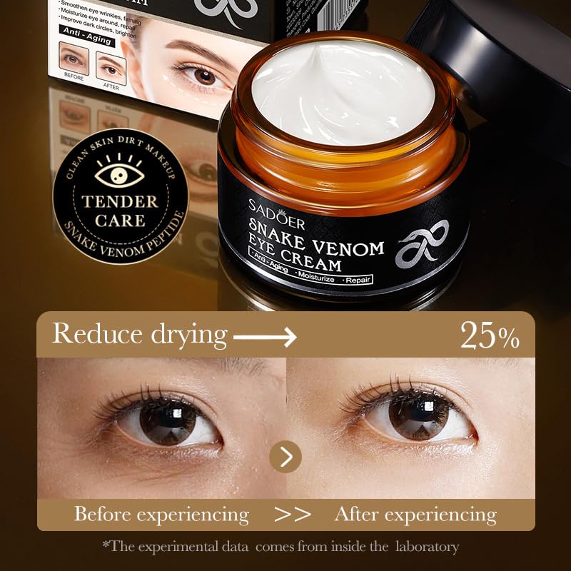 Firming Eye Cream, Snake Venom Peptide Eye Cream, Daily Anti-Aging Under Eye Cream, Remove Pouches Dark Circles Anti-Wrinkle Diminishing Eye Lines Lifting Firming