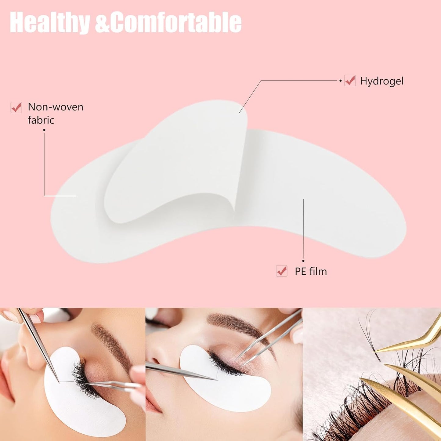 50Pairs Eyelash Extension Gel Patches Kit Natural Hydrogel, Lash Gel Pads for Beauty Makeup Mask Kit Supplies Eye Mask Pads Beauty Tools (Silver)
