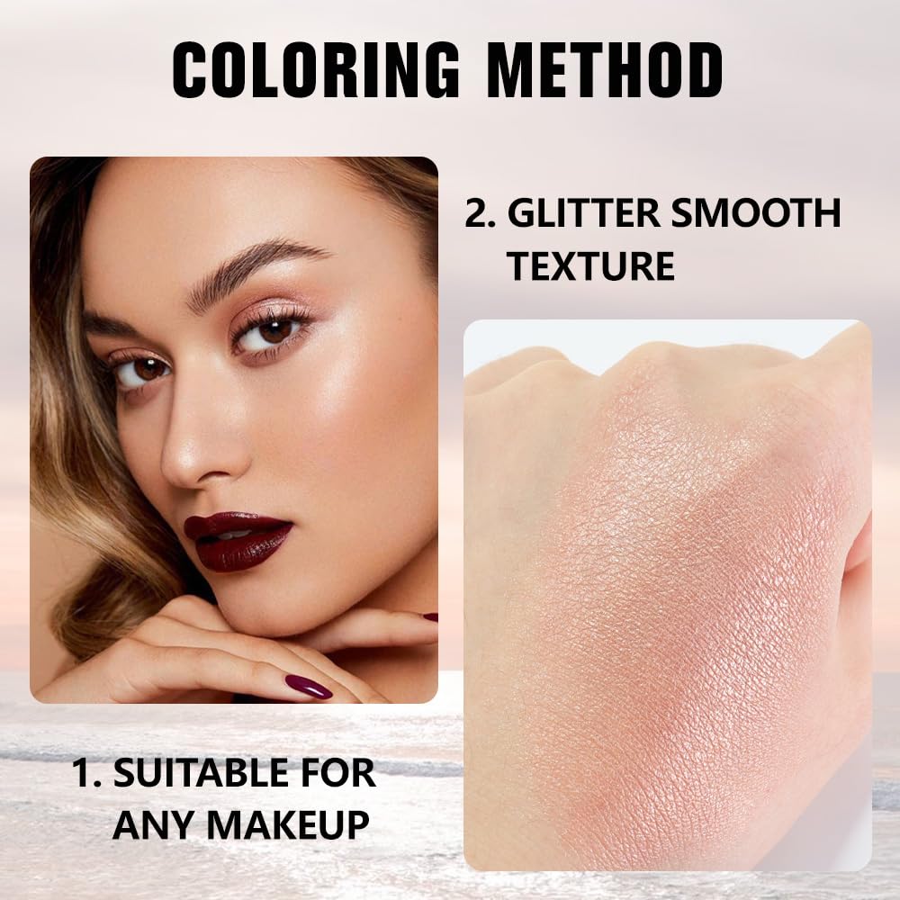 Glittler Single Eye Shadow Palette Makeup, Champagne Shimmer Monochrome Eyeshadow For Old Women, Pigmented Waterproof Sombras Para Ojos, Vegan, Talc, Paraben & Cruelty Free, 03