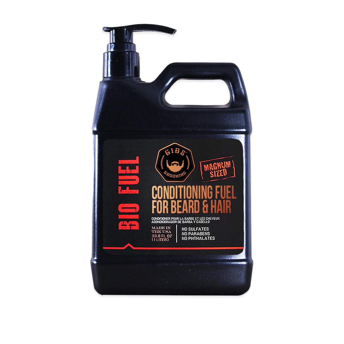 GIBS BioFuel Hair Conditioner For Men - Beard & Hair Conditioner Moisturizing, Liter, 33.8 Fl Oz (Pack of 1)