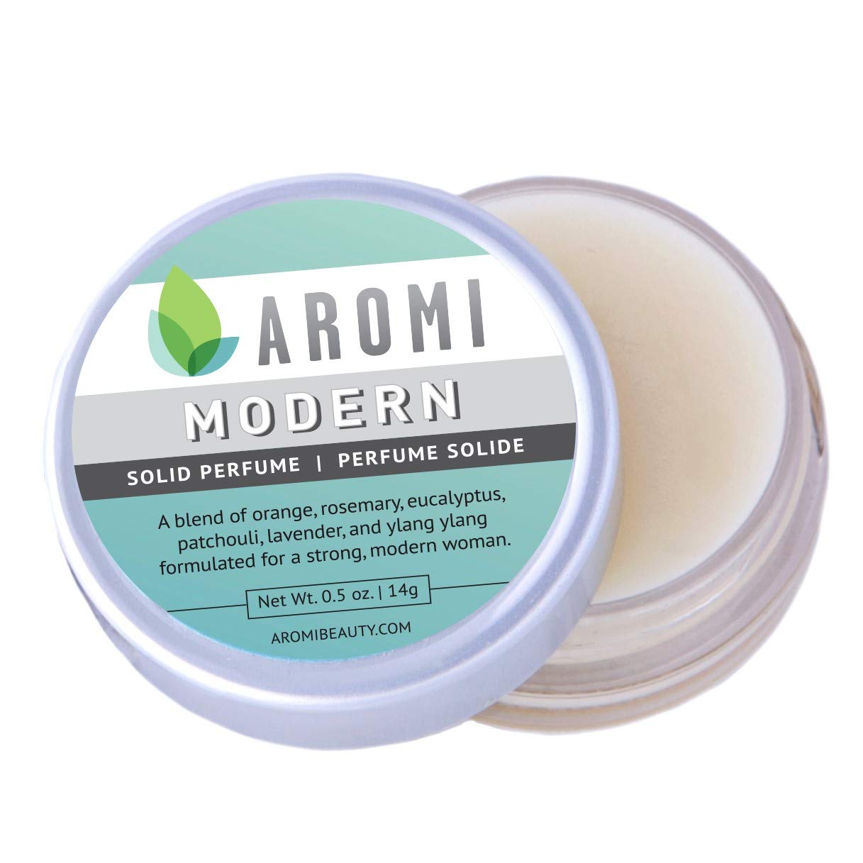 Aromi Modern Solid Perfume | Earthy Fragrance, Rosemary, Eucalyptus, & Ylang Ylang Scent, Vegan, Cruelty-free, Travel, Wax, Women’s Gift, Handmade (Modern)