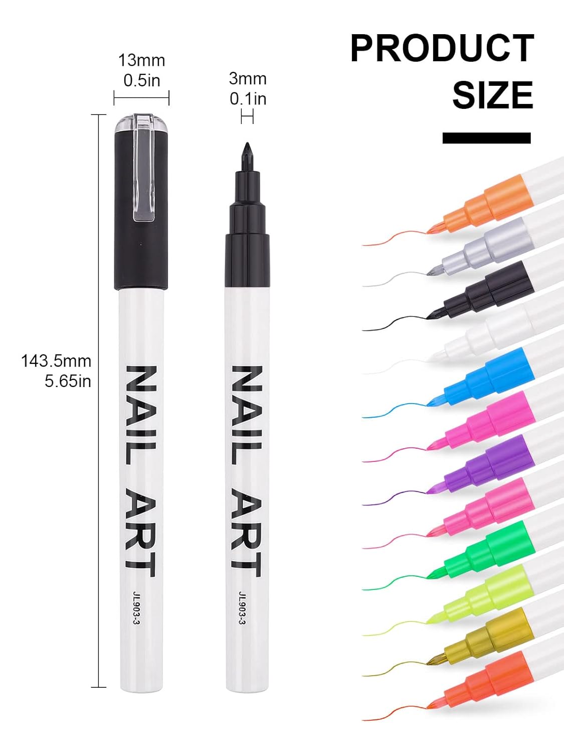 12 Color 3D Nail Art Pens Set, Kalolary Nail Point Graffiti Dotting Pen Drawing Painting Liner Brush for DIY Nail Art Beauty Adorn Manicure Tools
