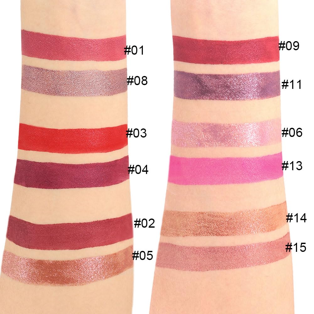 evpct 1Pcs Nude Gold Glitter Metallic Shimmer Diamond Lipstick Lip Gloss Stain Set for Women Long Lasting Waterproof, Nude Brown Sparkle Glitter Matte long Wear Liquid Lipstick Lip Makeup Kit, 14#