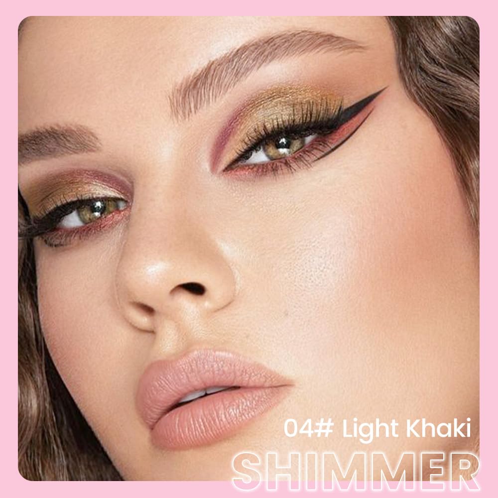 evpct 1Pcs Light Khaki Shimmer Cream Eye Shadow Brightener Sticks for Eyes, Double Ended Cream Eyeshadow Stick Pencil Pen with Applicator, Eye Shadow Palette Highlighter Makeup Waterproof Pigmented 04