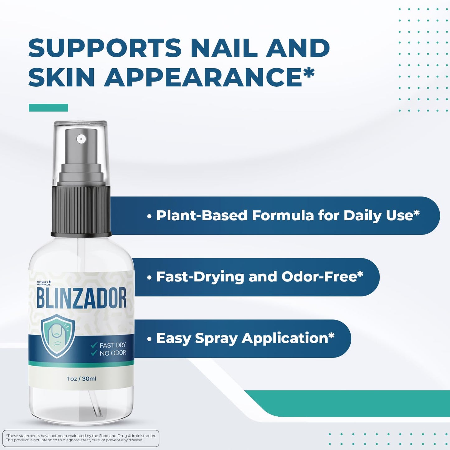 Blinzador – Natural Spray for Foot & Nail with Plant-Based Ingredients – Fast-Drying, Odorless, Easy-to-Use | 1oz (30ml), 1 Month Supply