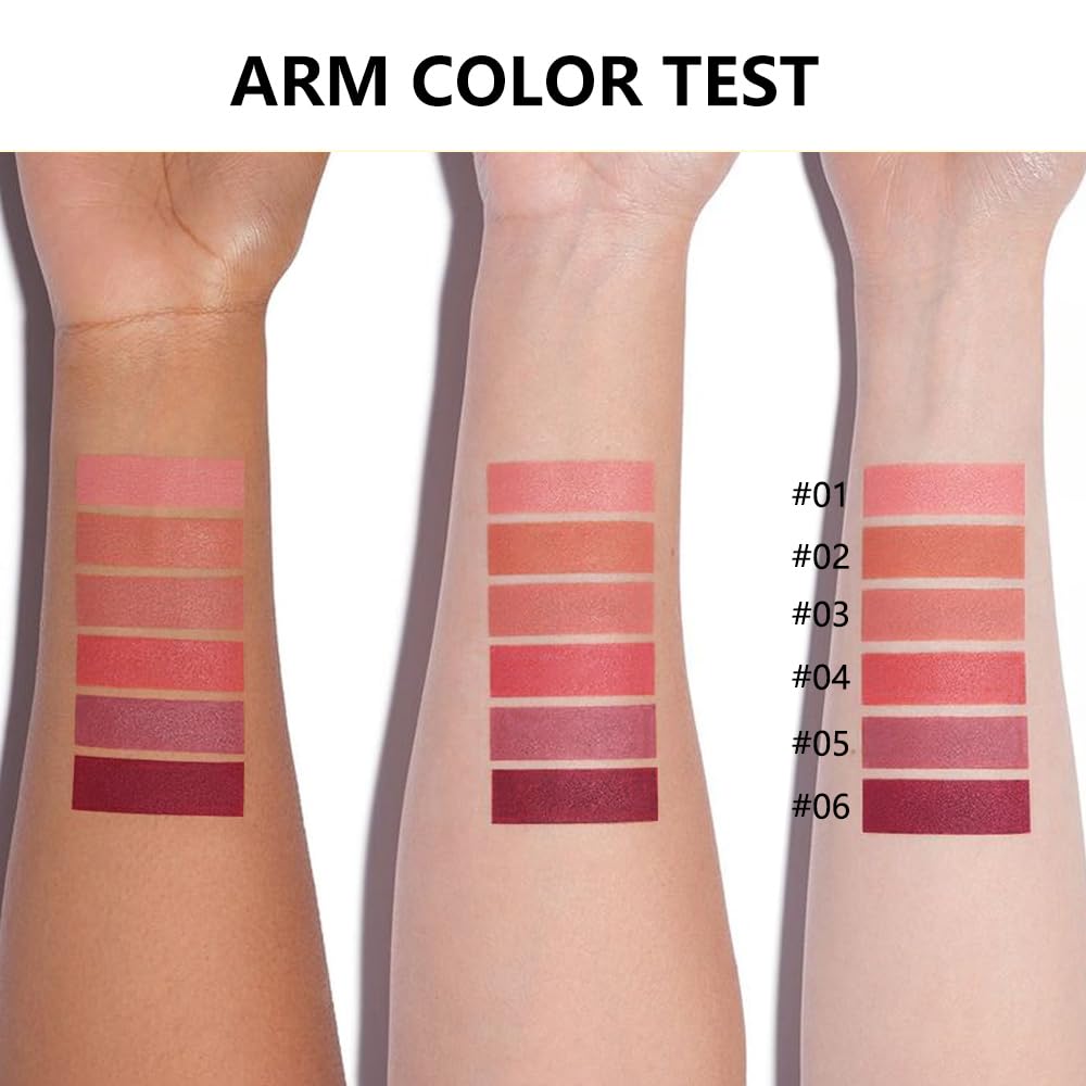 6Pcs Matte Lipstick Crayon Set for Women, 24 Hour Lipstick Lip Liner Pencil, Neutral Lip Stick Lipliner Long Lasting Waterproof Smudge Proof, Vegan & Cruelty-Free