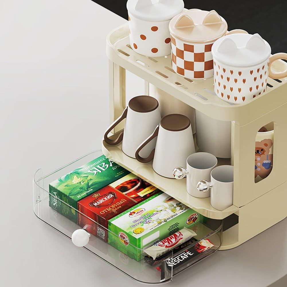 3-Tier Desk Organizers & Dispensers，Mail Holder for Office Desk Organization，Kitchen Spice Rack or Bathroom Countertop Organizer, Gift for Teachers, Classmates, and Friends (Beige)