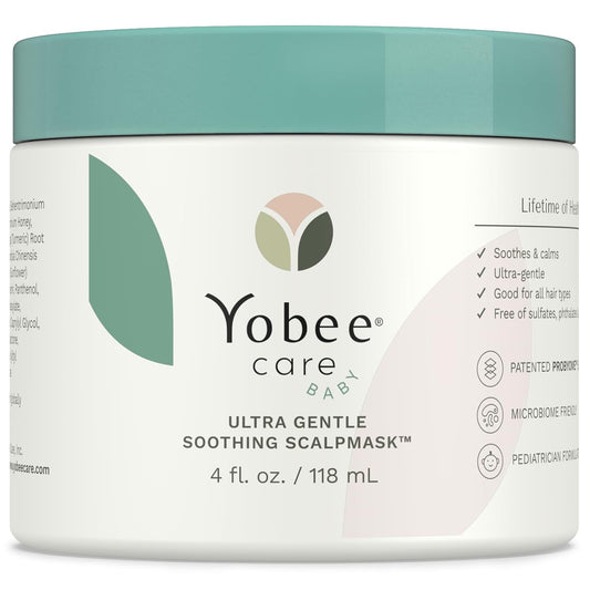 Yobee Ultra Gentle Soothing Scalp Mask - Dry Scalp Treatment Hair Mask Safe For Sensitive Baby Skin - Probiotic Infused - For Sensitive Scalp & Cradle Cap - For Babies, 4 fl oz