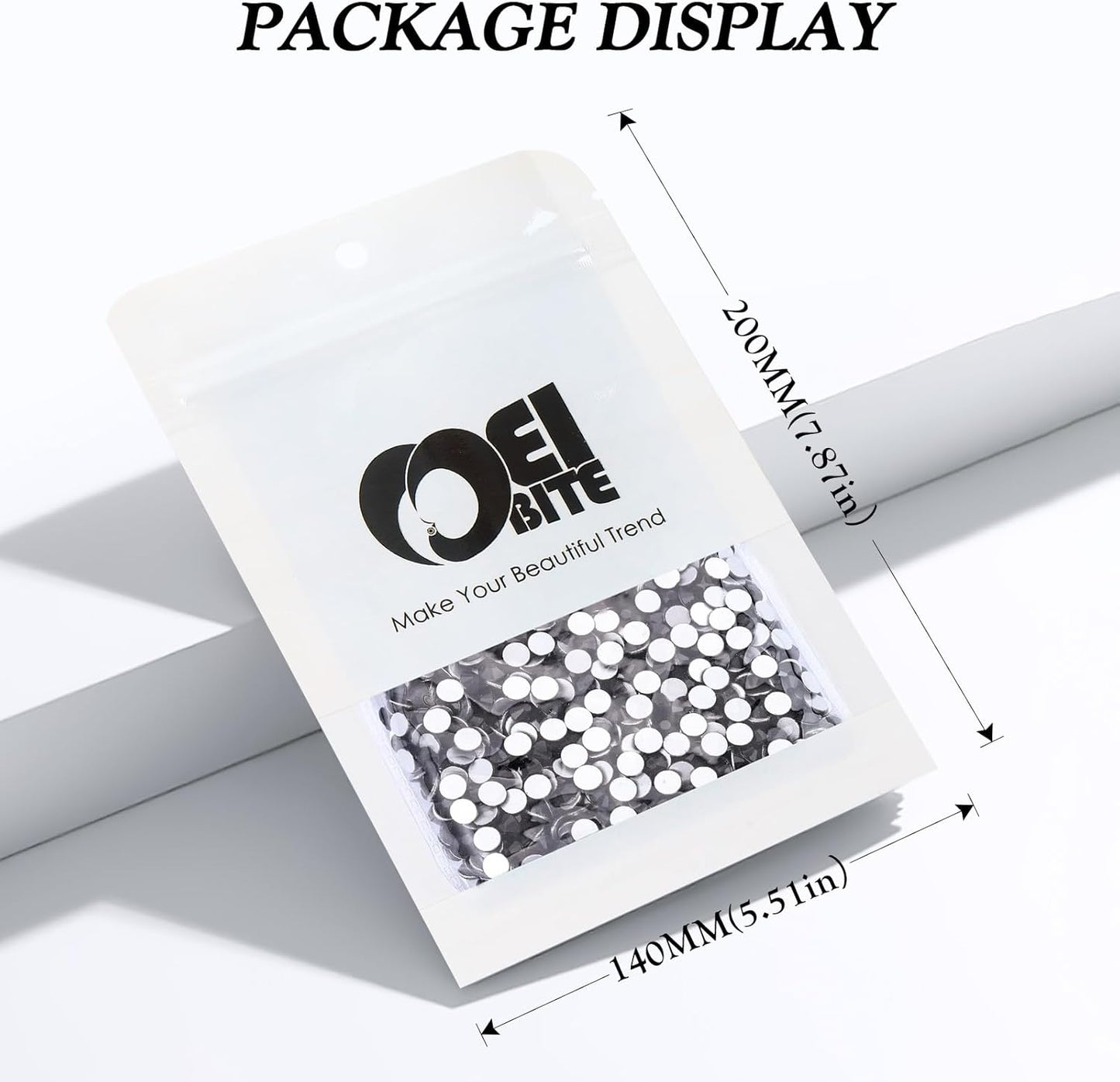 Black Flatback Rhinestones, Glass Rhinestones for Nail Art and Craft, Glue Fix, Loose Crystal Gemstones(Black, SS12, 2880pcs, 2.9-3.0mm)