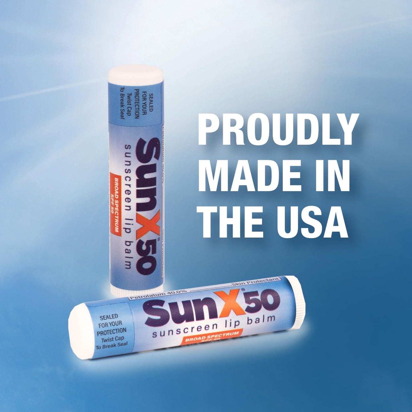 CoreTex Sun X 50 Lip Balm SPF 50 - Pack of 50 Broad Spectrum Sunscreen Lip Balms (Protects Against UVA/UVB Rays) - Water Resistant Up to 80 Minutes and Free of Parabens & Oxybenzone