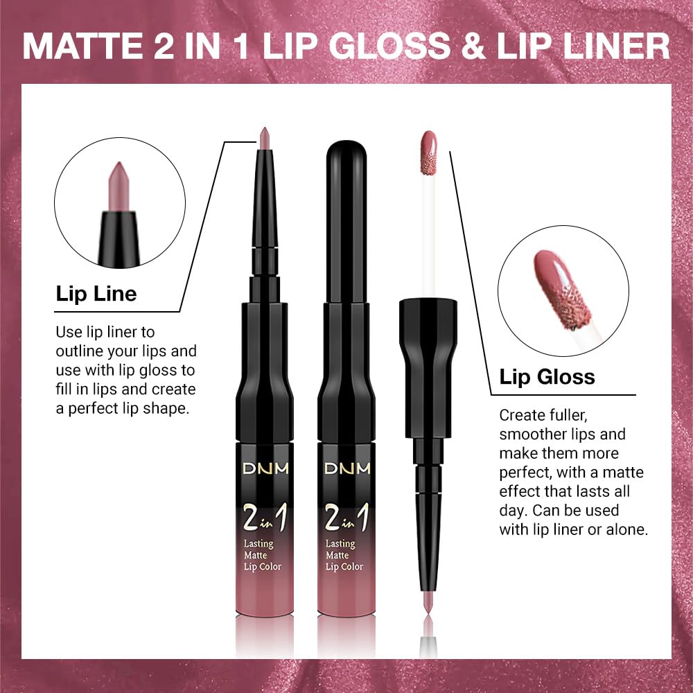 evpct 1Pcs Mauve Pink Matte Lip Liner and Liquid Lipstick Stain Makeup Set for Women, Light Mauve Long Lasting Smudge Proof Lipstick labiales matte mate larga duracion listip 24 hours originales, 35#