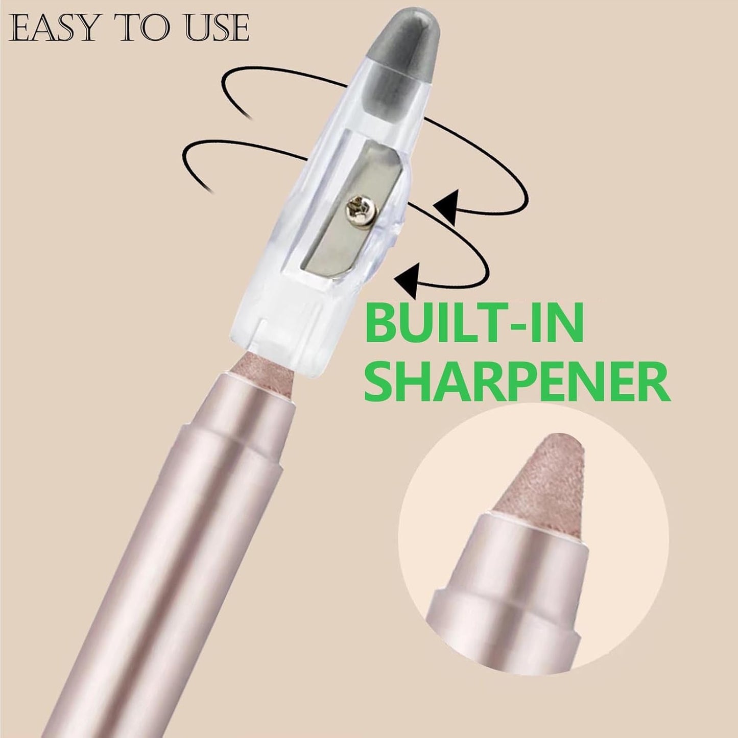 Rose Brown Eyeshadow Stick, Blendable Creamy eyeshadow Eye Brightener Stick, Waterproof Eyeshadow Pencil Long Lasting Crayon, Smooth Eye Shadow Highlighter Eye Liner Makeup.#B02 rose brown shimmer