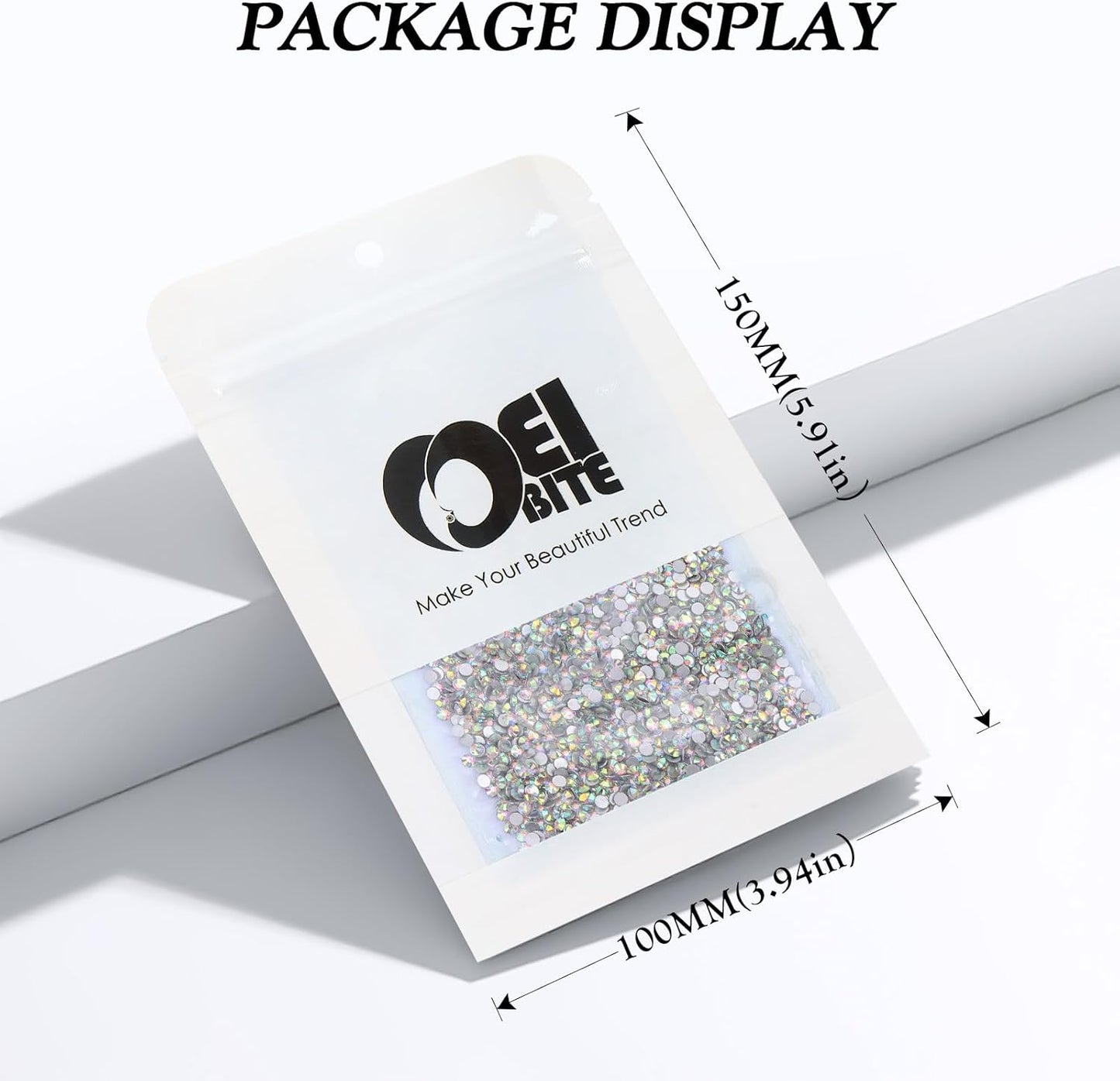 Crystal AB Flatback Rhinestones, Glass Rhinestones for Nail Art and Craft, Glue Fix, Loose Crystal Gemstones(Crystal AB, SS8, 2880pcs, 2.3-2.5mm)