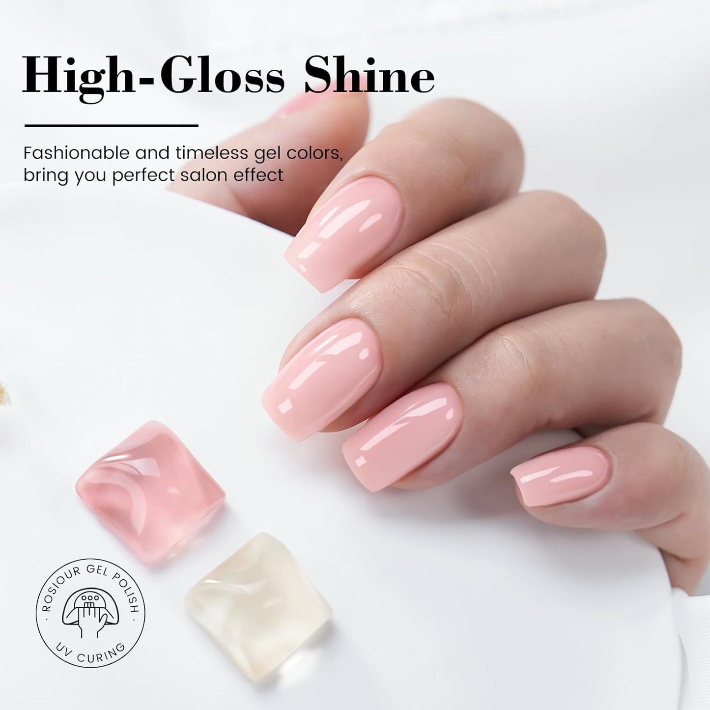 HEMA and TPO Free Clear Pink Gel Nail Polish - 18 ML Nude Sheer Pink Sand Nail Polish Gel for Women Girls Gift, Long Lasting Neutral Jelly Color Soak Off Cured for Home Nail Art Salon DIY