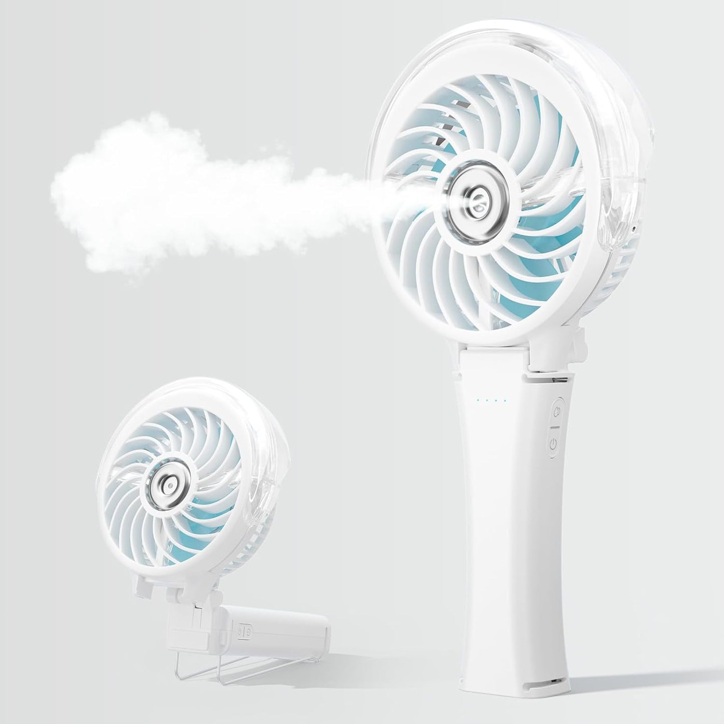 HandFan 2025 Upgraded Portable Misting Fan, Two Button Easy Operation, Handheld Rechargeable Mister Fan, Spray Water Mist Fans, Mini Electric Cooling Fans for Travel, Outdoors, Disney(White)