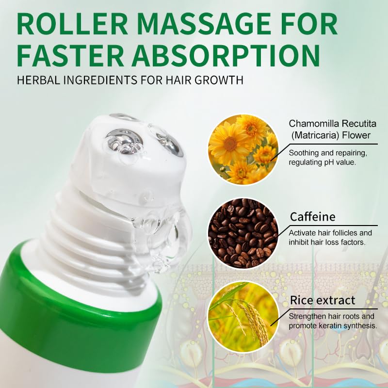 Hair Growth Serum for Scalp - Hair Serum for Hair Growth Accelerates, Strengthens & Thickens Hair Nourishing Formula with Caffeine Non-Greasy Hair Regrowth Treatment Prevents Hair Loss & Thinning