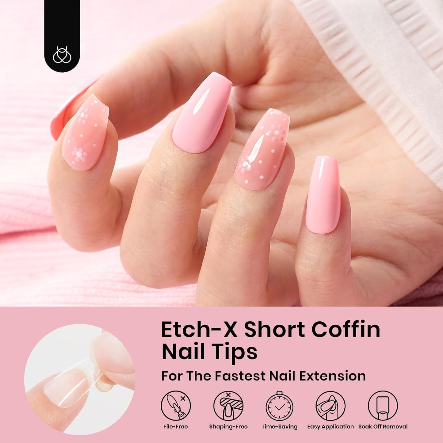 Beetles Short Coffin Nail Tips 576 PCS Half Matte Pre-shape Short Coffin Fake Nails 12 Sizes Full Cover Acrylic False Nails Nail Extension DIY Manicure Gifts for Women