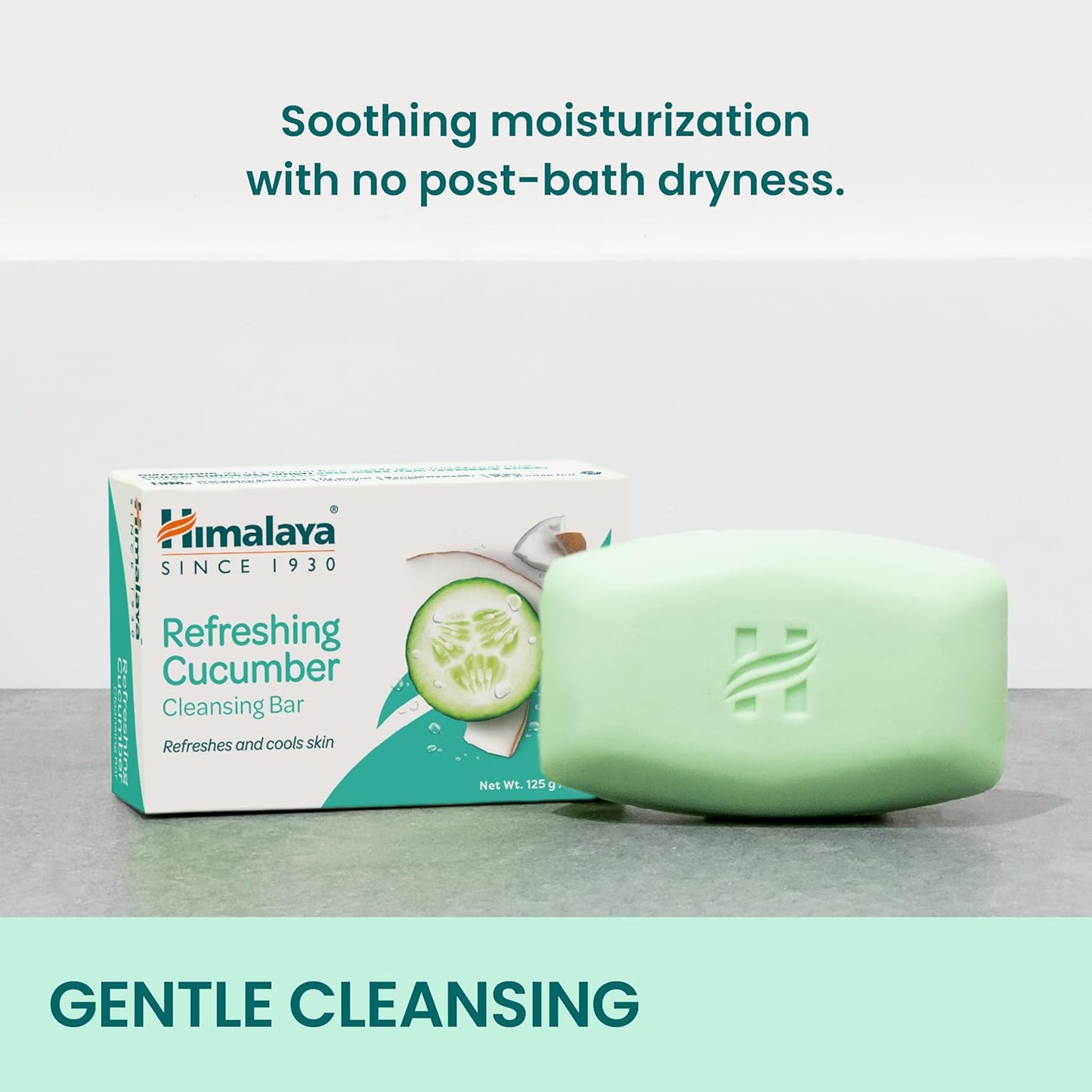 Himalaya Refreshing Cucumber Cleansing Bar, Face and Body Soap for Soft Skin, 4.41 oz, 12 Pack