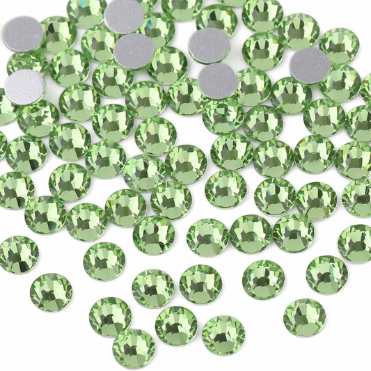 Beadsland 144pcs Flat Back Crystal Rhinestones Round Gems for Nail Art and Craft Glue Fix, Light Green, SS40, 8.4-8.7mm