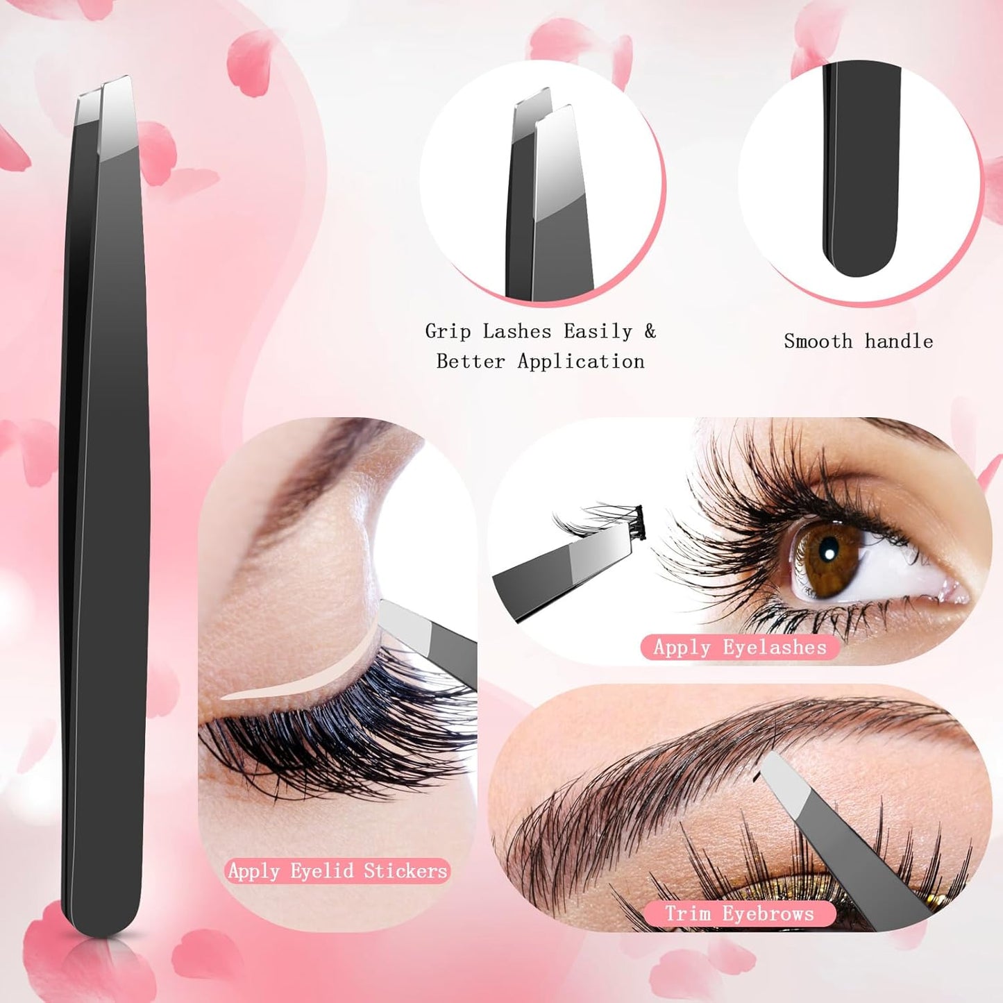 Eyelash Applicator Tool – 5-in-1 Lash Applicator Tool Set with Eyelash Extension Tweezers, Scissors, Brush – Professional Eye Lash Applicator Tools for DIY Eyelash Extensions, Cluster Lashes