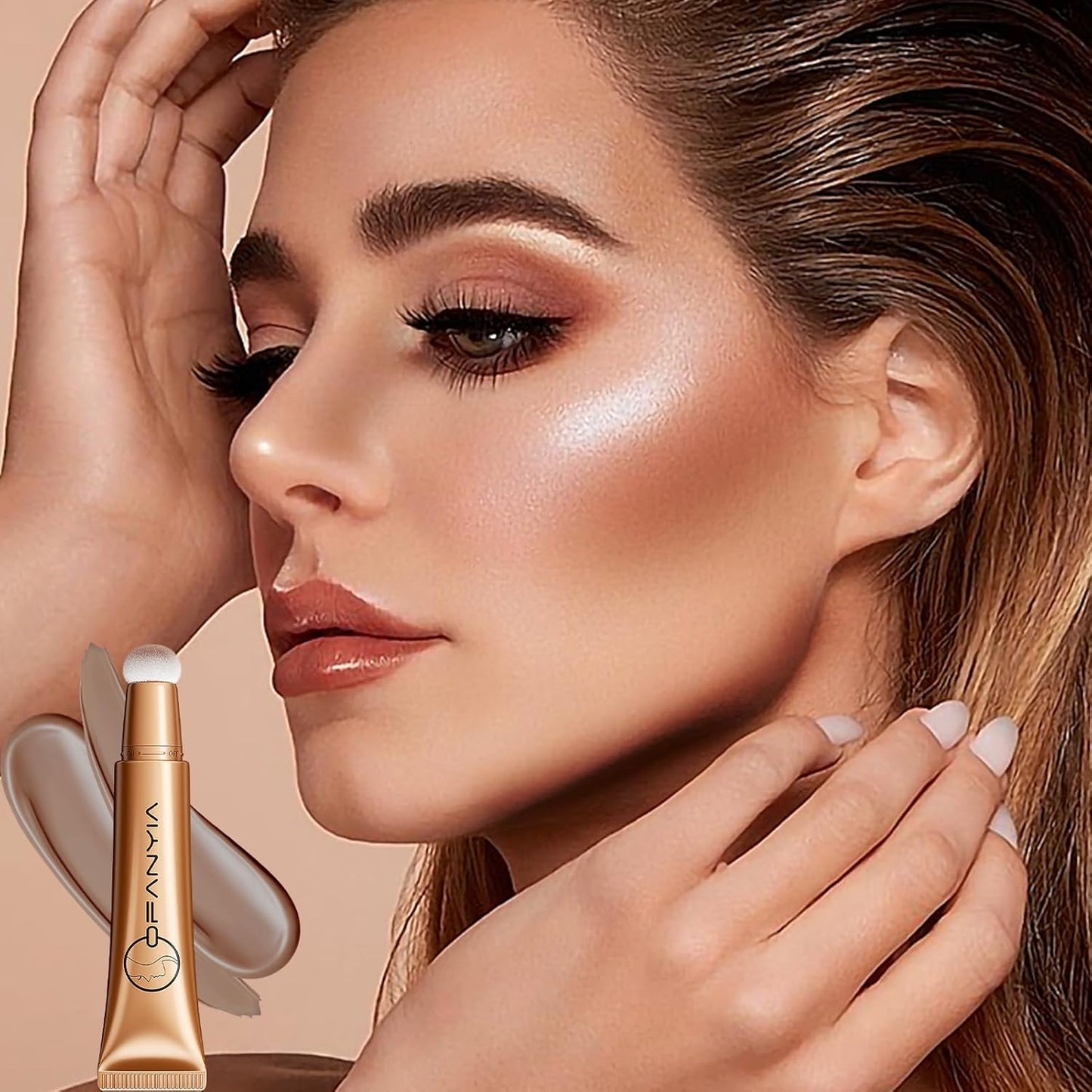 Bronzer Stick,Luxsea Brown Contour Beauty Wand,Liquid Contouring Stick with Cushion Applicator,Lightweight Blendable Facial Contouring Cream Crayon,Natural Matte Finish Concealer Shading Face Milk Makeup Beauty Wand