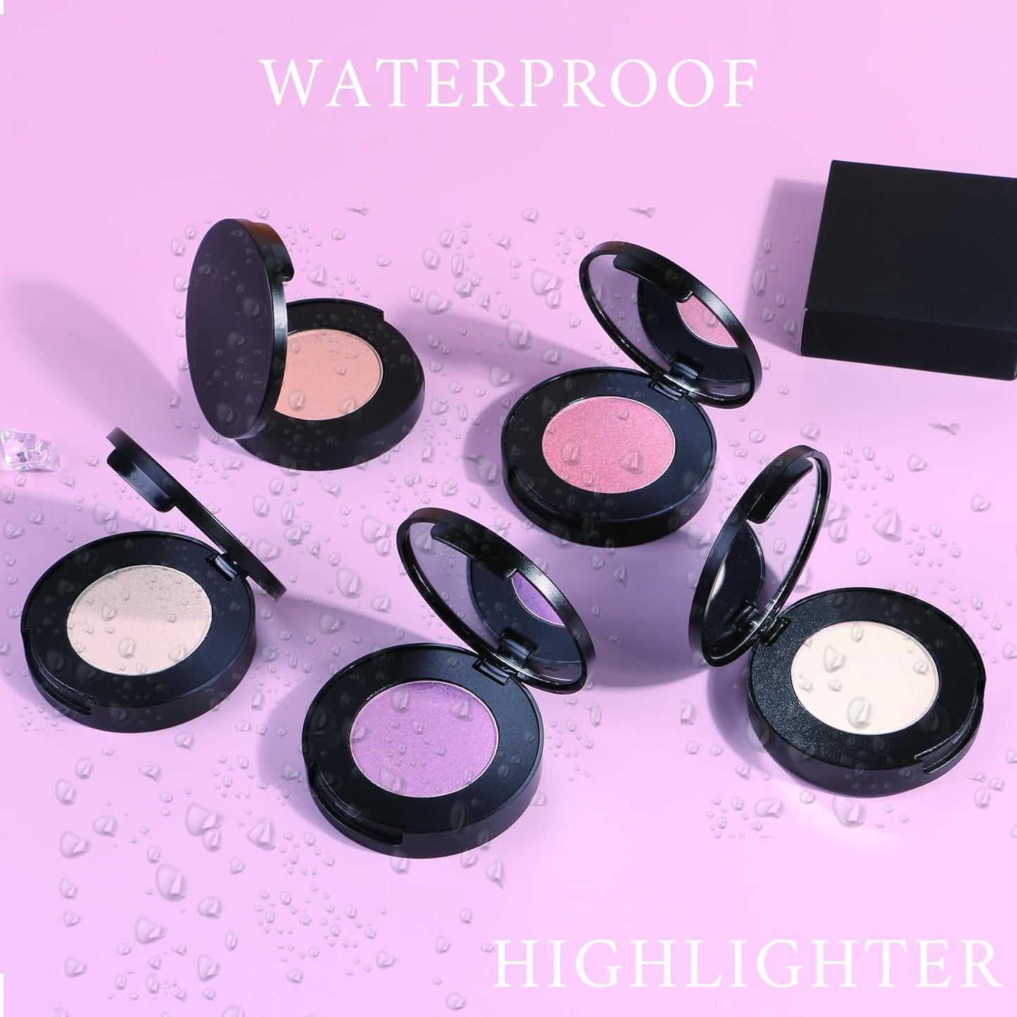 Face Highlighter Powder Palette, Glossy Glitter Illuminator Powder, Shimmer Shades for Face Highlighter Makeup, Highly Pigmented Natural Shiny Highlight Makeup Illuminator Highlighter 7