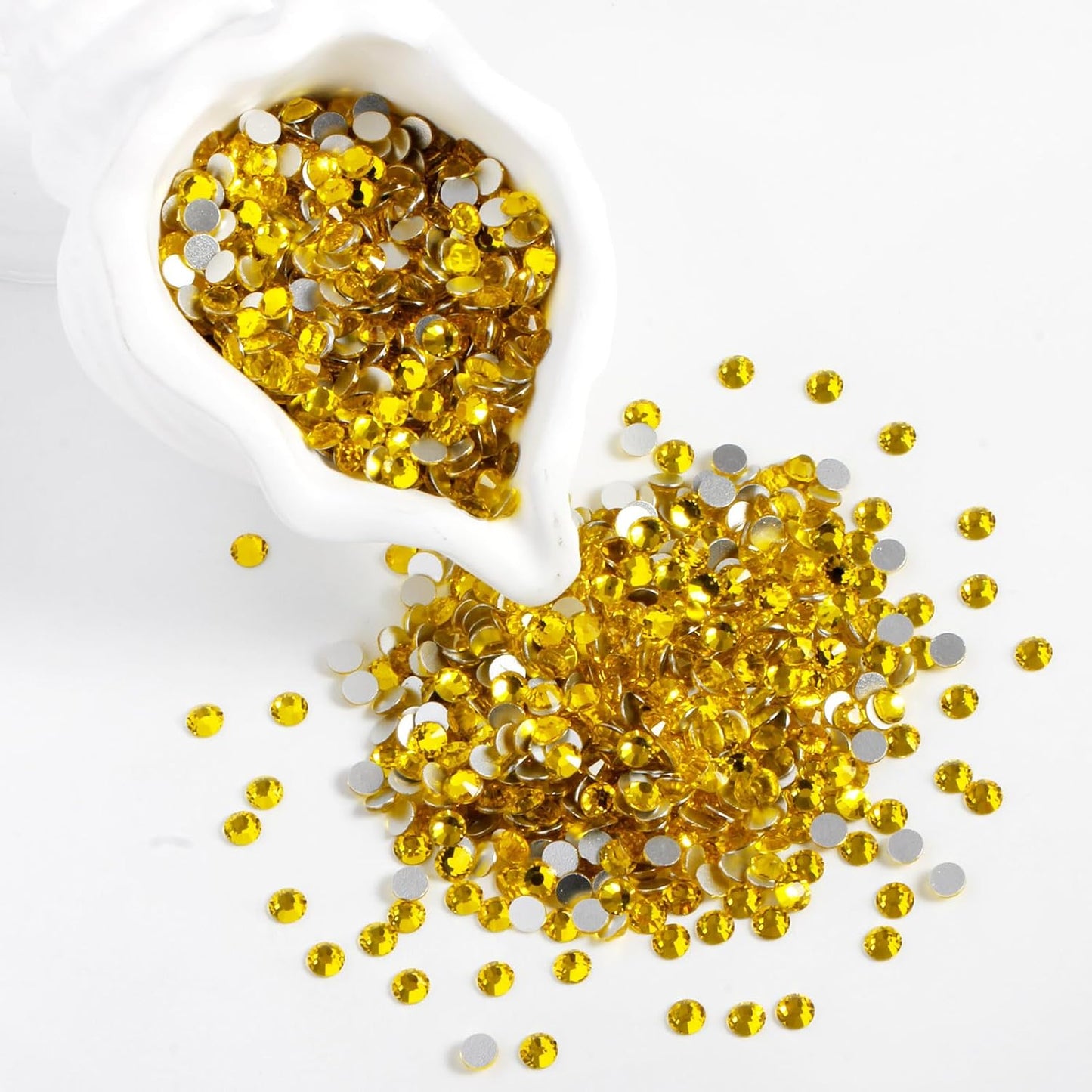 2000PCS SS20 Flatback Rhinestones | 12-Facet Diamond-Cut Glass Gems for Nail Art, Clothing, DIY Crafts |Glue-On Decoration Stones with Silver Backing(Citrine)