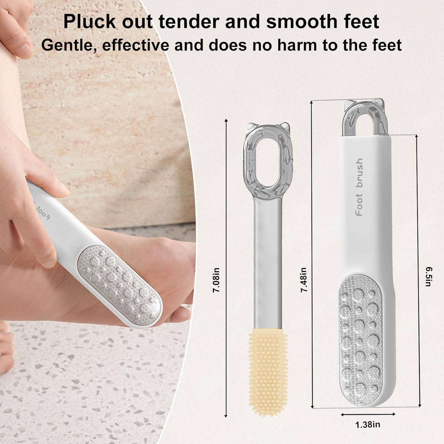 Double-Sided Stainless Steel Foot File & Callus Remover, Professional Pedicure Tool for Dry & Wet Feet, Hard Skin & Corn Remover with Threaded Design, Easy to Clean, White (Home Salon Use)