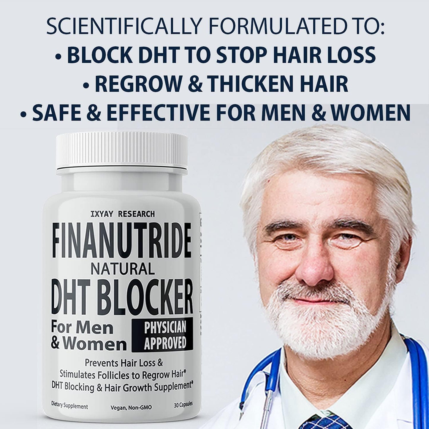 Finanutride Natural DHT Blocker & Hair Growth Capsules - Prevent Hair Loss, Stimulate Follicles, Proprietary Regrowth Treatment