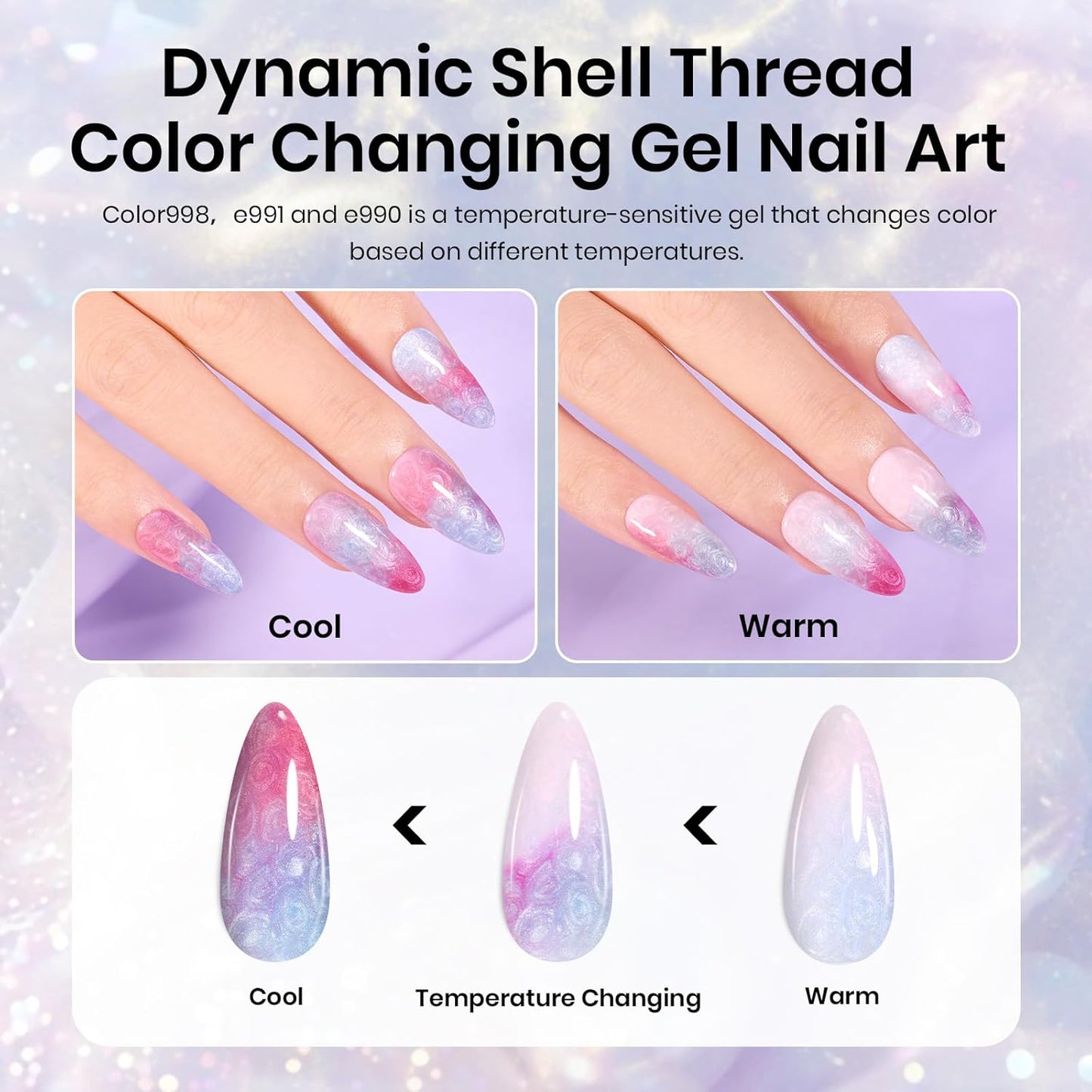 Beetles Pearl Gel Nail Polish Set - Ocean Treasures Gel Polish, 20 Colors Glitter Cat Eye Pink Red Mermaid Swirl Thread Effect Soak off Nail Gel for DIY Manicure Gift for Women