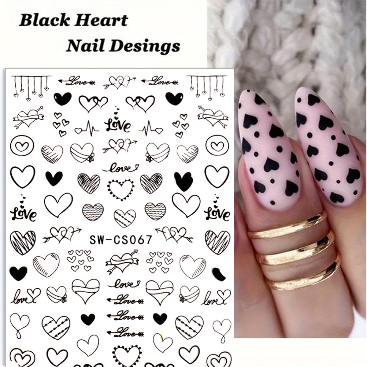 8 Sheets Valentines Nail Stickers Decal 3D Self-Adhesive Romantic Red Heart Nail Art Stickers Love Hearts Nail Design Acrylic Nail Art Supplies Valentines Day Nail Decals for Women DIY Nail Decoration