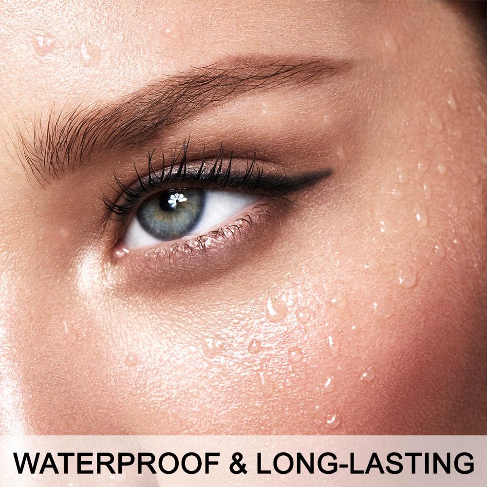 evpct 2Pcs Black Color Gel Glitter Eyeliner Pencils Set for Women Waterline Waterproof Smudge Proof lapiz de ojos delineador de ojos contra el agua Eye Liner Makeup,01# Black