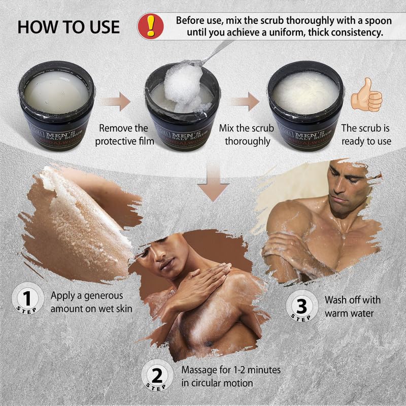 Salt Body Scrub Sandalwood For Men – Moisturizes, Exfoliates & Nourishes Skin – Cleanses & Detoxifies with Dead Sea Minerals - Dead Sea Collection – 23.28 OZ
