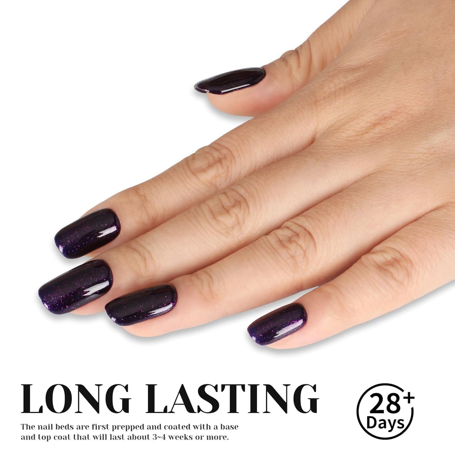 Dark Purple Glitter Gel Polish,Sparkly Shimmer Glitter Purple Gel Nail Polish,0.51 Fl Oz Soak Off UV Gel Polish for Nail Art Starter,Manicure Salon,Girls Women Gifts - GP0066