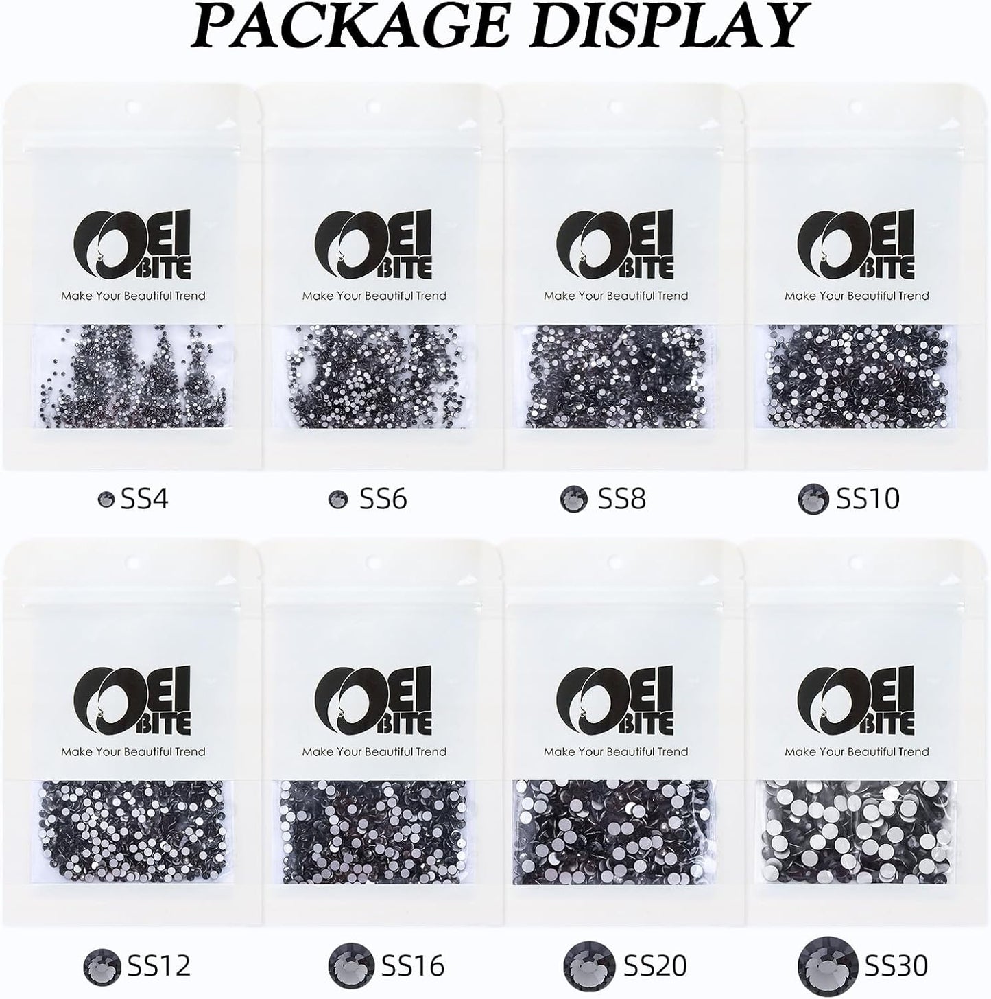 Gray Flatback Rhinestones, Glass Rhinestones for Nail Art and Craft, Glue Fix, Loose Crystal Gemstones(Gray, SS8, 1440pcs, 2.3-2.5mm)