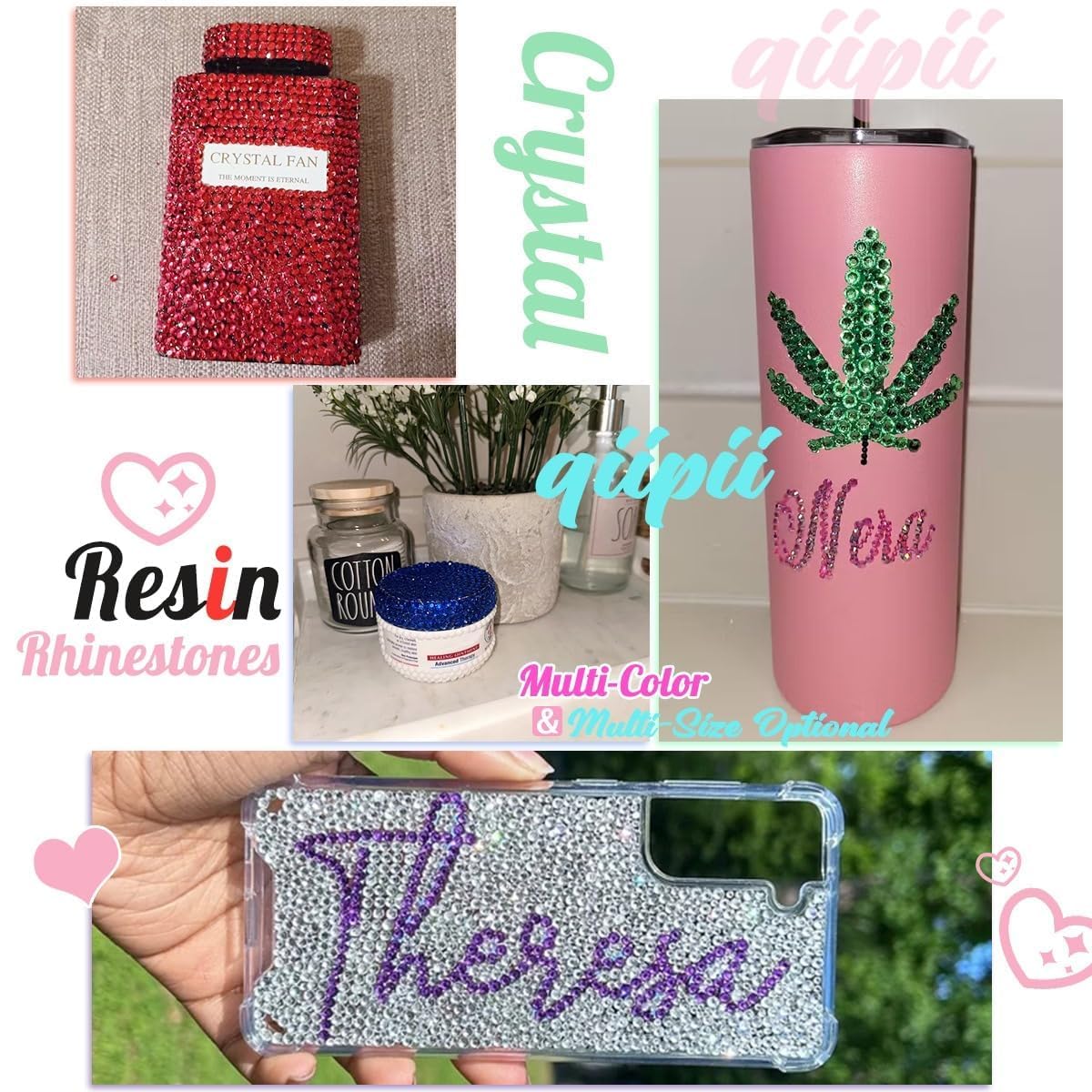 Emerald Green Crystal Resin Rhinestones for Crafting 3mm 4mm 5mm Dark Green Flatback Stones Non-Hotfix Stones Diamonds Crystals Gems Charms for Nails Face Eyes Makeup Body Tumblers DIY Crafts