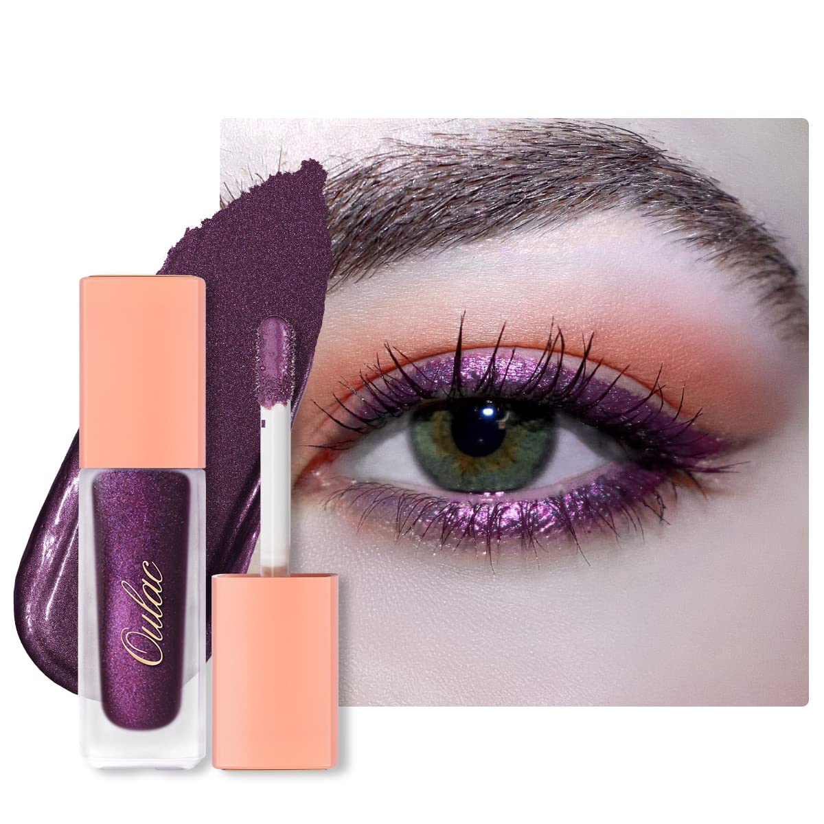 Oulac Liquid Glitter Eyeshadow - Metallic Purple Liquid Eyeliner - Non-Creasing, Lightweight, Moisturizing Formula - Easy to Remove - Vegan & Cruelty-Free (26)