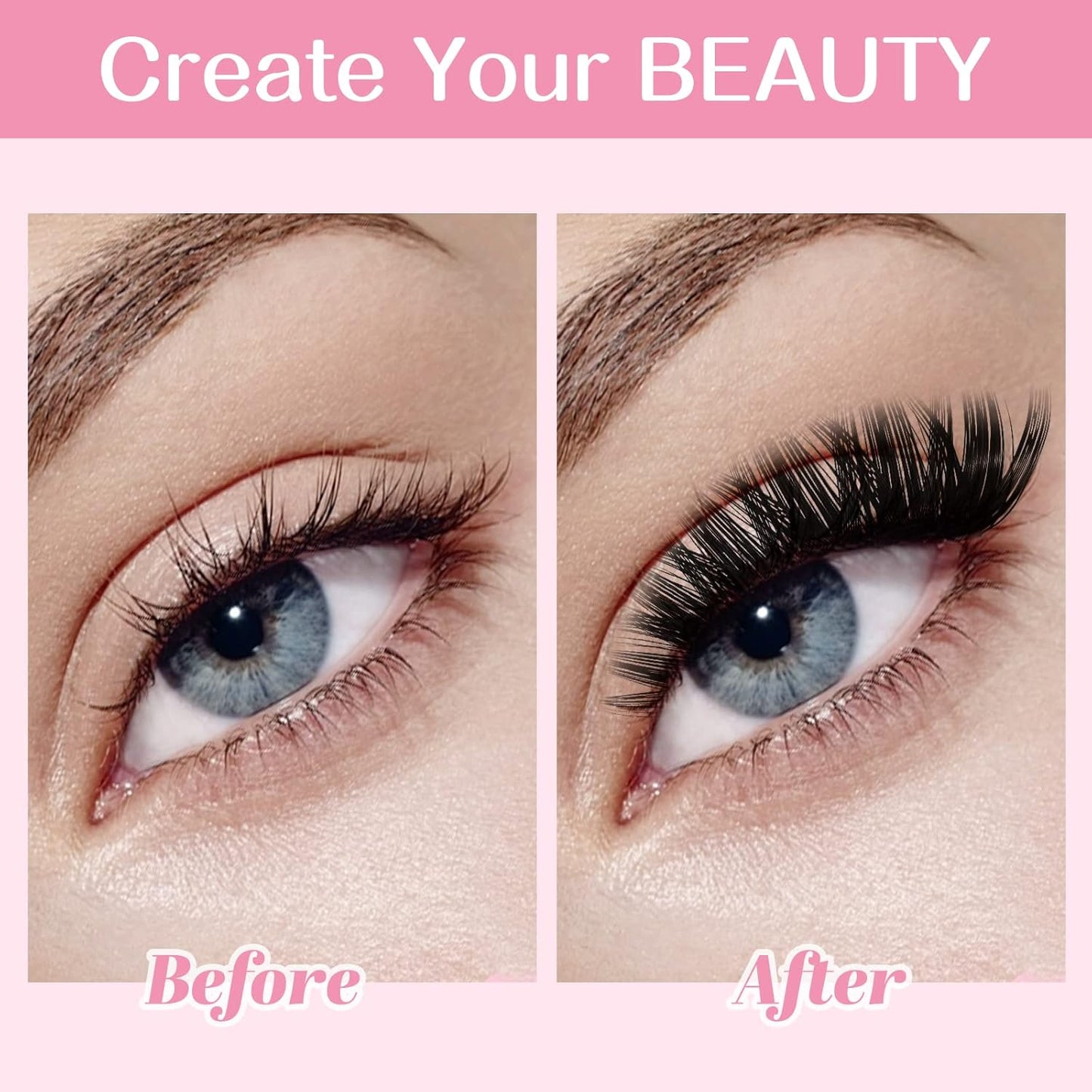 280 Pcs Individual Lashes 50D-C-0.07-10 Cluster Lashes C D Curl Wispy Lashes Bottom Lashes DIY Lashes At Home（50D-C-0.07-10）