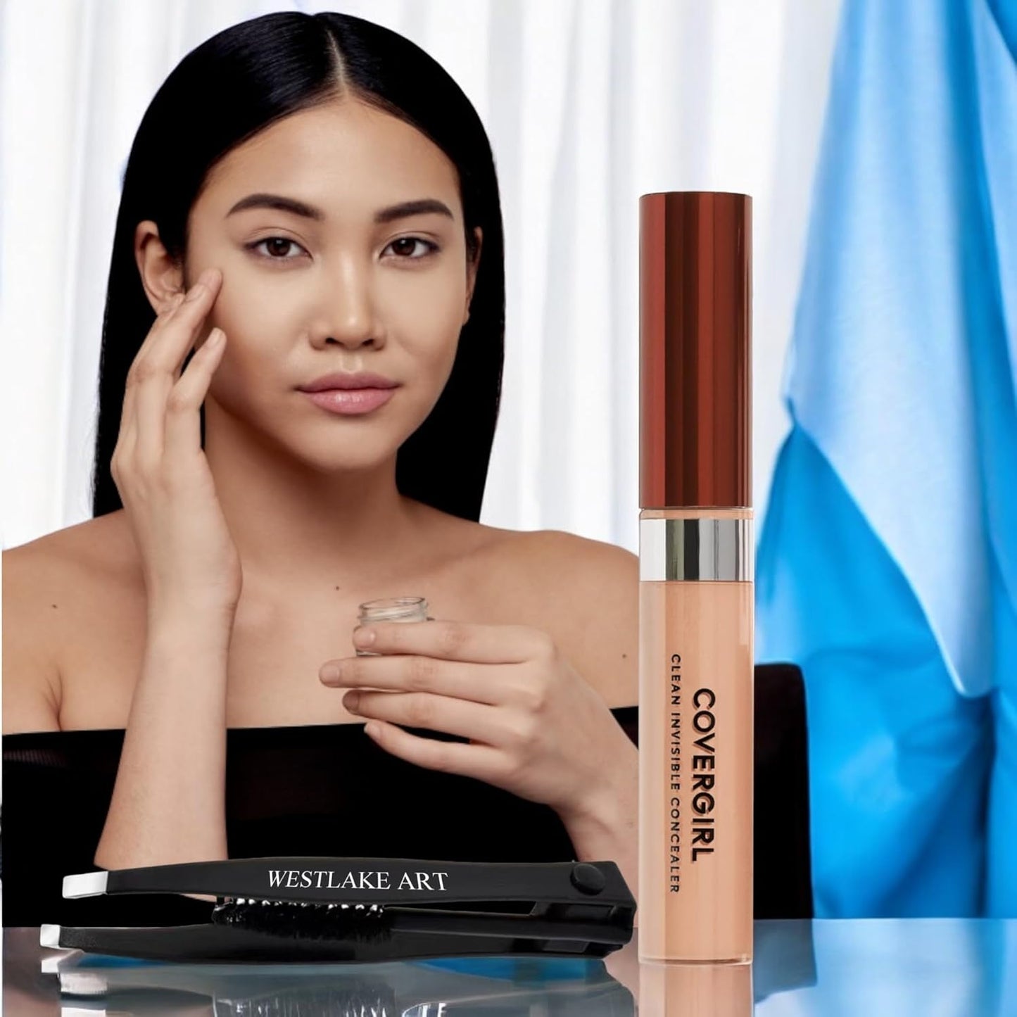 Invisible Lightweight Concealer, 0.32 Oz, Lightweight, Buildable Coverage For Flawless Complexion, Medium Concealer Bundle With Eyebrow Tweezers, Long-Lasting Wear, [Pack Of 1]